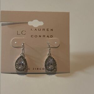 LC Lauren Conrad Silver Cubic Zirconia Teardrop Earrings